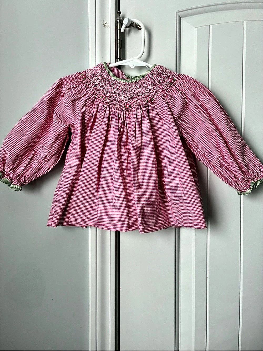 Petit Ami 3311 Gingham Blouse in Pink & Green Size 24 MOS Like New